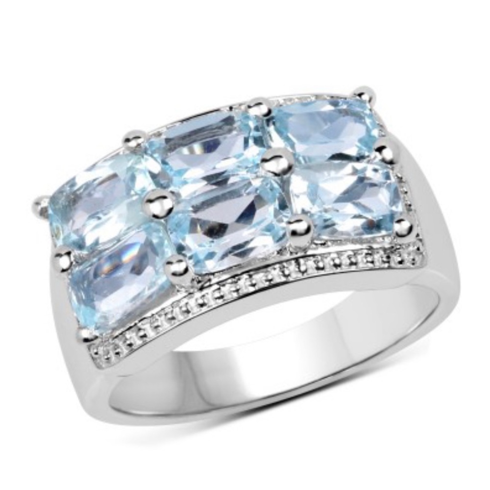 Sterling Silver Topaz Ladies' Ring- Size 7 -